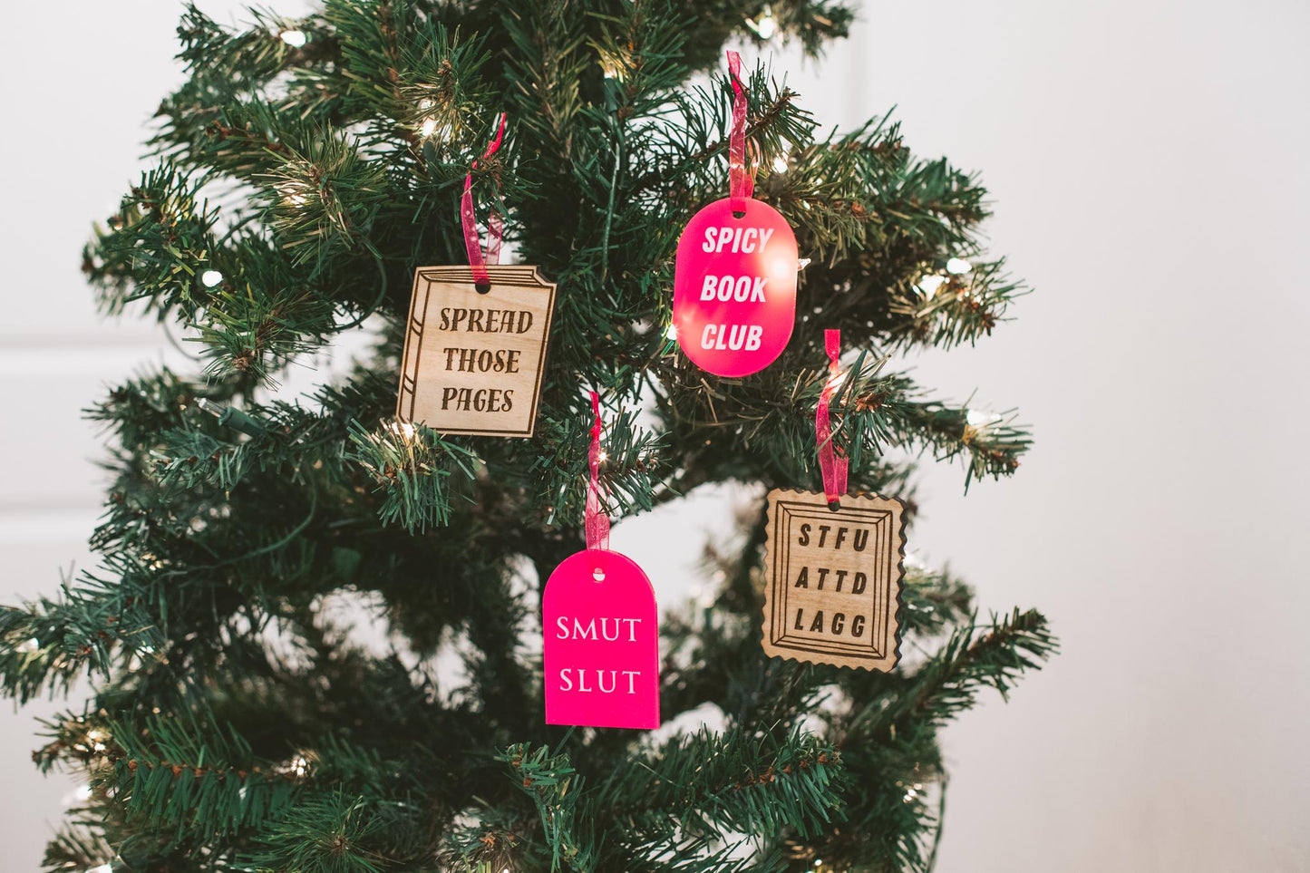 Spicy Book Club Wooden & Acrylic Bookish Ornaments Bundle